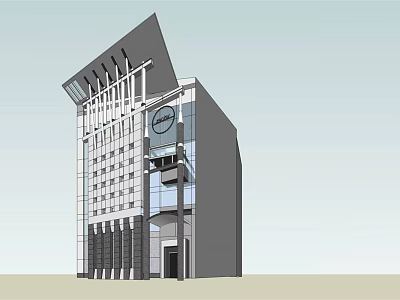 Modern Office Building With Glass Facade Clock Tower And Contemporary Design 3d model
