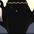 Elegant Black Teapot With Gold Accents On Lid Spout And Curved Handle For Home Living