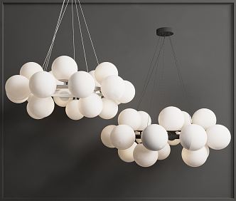 Modern chandelier metal ball type multi-head chandelier 3d model