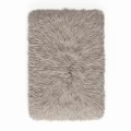 Light Gray Furry Square Rug with Soft Plush Texture for Living Room Decor