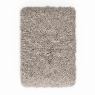 Light Gray Furry Square Rug with Soft Plush Texture for Living Room Decor 3d model