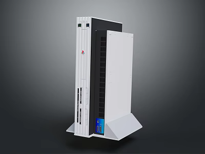 Modern White Vertical Electronic Appliance Featuring Digital Display And Ventilation Holes 3d model