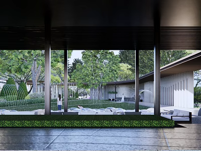 Modern Pergola Design With Outdoor Seating Area And Lush Greenery In Garden Space 3d model