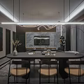 Modern Living Dining Room Design With Gray Sofa Round Coffee Table Dining Chairs And Pendant Lights