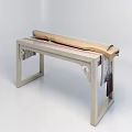 Traditional Musical Instrument Guzheng With Chinese Painting Tools On Classical Wooden Table