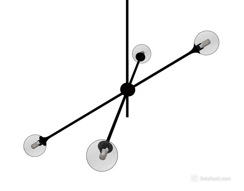 Modern Multi Arm Chandelier With Black Metal Frame And Circular Light Shades 3d model 