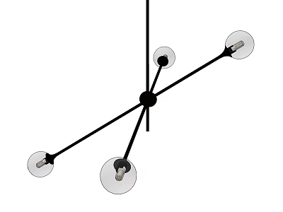 Modern Multi Arm Chandelier With Black Metal Frame And Circular Light Shades 3d model