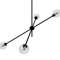 Modern Multi Arm Chandelier With Black Metal Frame And Circular Light Shades