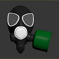 Detailed Toy Weapon 3D Model Featuring Gas Mask And Green Cylinder