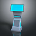 Interactive Self Service Kiosk With Blue Illuminated Screen And Modern Stand Design 3d model