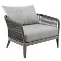 Modern Rattan Outdoor Lounge Chair With Gray Cushion And Metal Frame