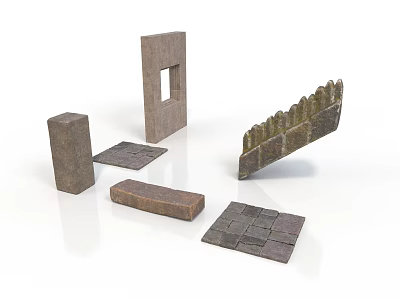 Scenic Landscape Design With Natural Stone Blocks Slabs And Wall Structures 3d model