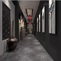 Traditional Chinese Tea House Interior With Wooden Structure And Red Lanterns