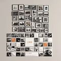 Creative Modern Photo Wall with Various Sized Frames Black White Color Photos and Logo