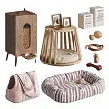 Pet Toys With Wooden Feeder Striped Bed Balls And Bone For Dogs Cats