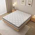 Comfortable Quilted Mattress With Bedside Table Lamp Curtains And Rug In Bedroom