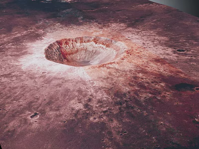 Detailed View Of Moon Surface With Prominent Central Crater And Smaller Impact Sites 3d model