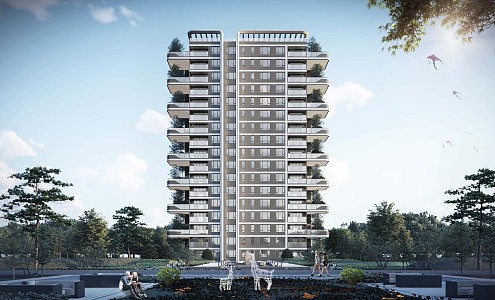 Modern Residential Building High-rise Residential Building Large Balcony Cantilever High-rise Residential Building 3d model