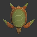 Vibrant Colored Sea Turtle Figurine As Marine Creature With Green Shell And Orange Flippers