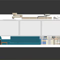 Hospital Room Interior Design With Medical Bed Equipment And Blue Furniture Setup