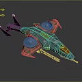 Green Sci Fi Spaceship Model With Streamlined Design Dual Fans And Orange Cockpit