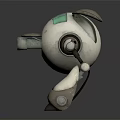 Mechanical Character With Spherical Body Green Elements And Four Legs Design