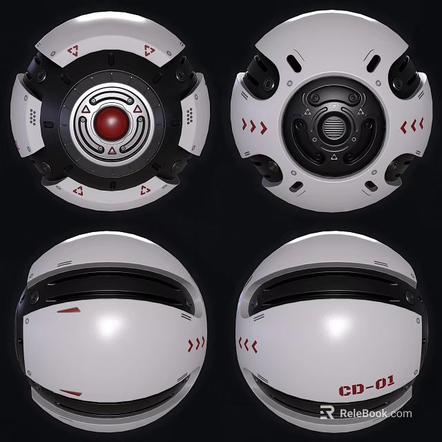 Smart Machine Head Design With White Body Black Components And Red Details 3d model 