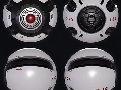 Smart Machine Head Design With White Body Black Components And Red Details 3d model