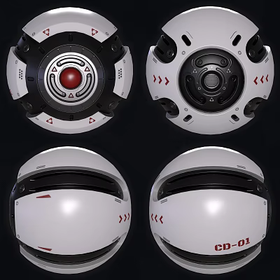 Smart Machine Head Design With White Body Black Components And Red Details 3d model