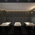 Modern SPA Sauna Interior Design With Stone Walls Ambient Lighting And TV Screen