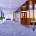 Modern Relaxation Area With Large Glass Windows Sea View Yellow Chairs And White Table