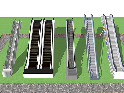 Different Types of Modern Elevators and Escalators with Various Designs 3d model
