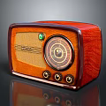 Vintage Wooden Radio Speaker Featuring Classic Dial Green Indicator And Control Knobs 3d model