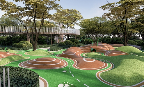 Modern Park Landscape Art Landform Landscape Plastic Field Children's Activity Area Soil Slope Trestle Road 3d model