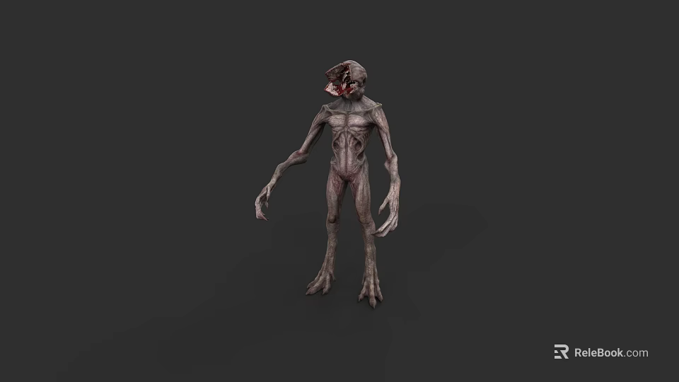 Alien Creature Character Featuring Elongated Limbs Textured Skin And Unique Head Design 3d model 