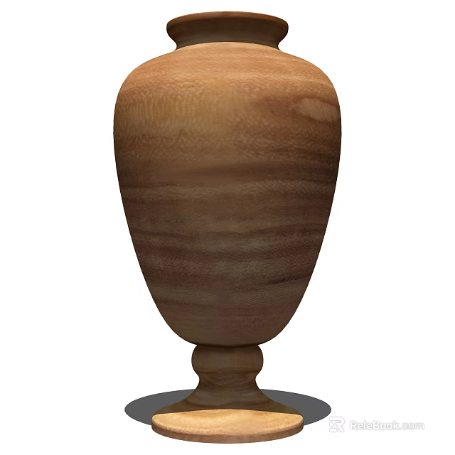 Natural Wooden Vase With Fresh Floral Arrangement And Brown Textured Surface 3d model 