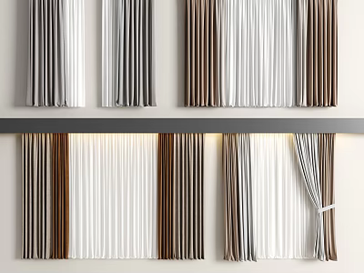 Modern Curtains in Various Colors and Styles for Home Interior Decoration Ideas 3d model