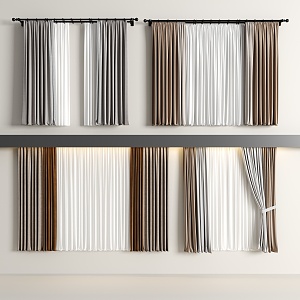 Modern Curtain Screen Gauze Curtain 3d model