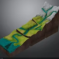 Detailed 3D Geological Cross Section Model With Colorful Strata Fault Lines And Water Channels