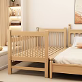 Wooden Kids Bed With Safety Guardrail In Simple Bedroom Interior Design Style