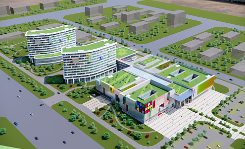 modern hospital building children's hospital 3d model