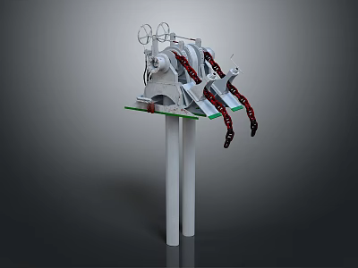 Intricate Mechanical Sculpture With Gears And Metal Components On Glass Platform 3d model