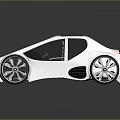 Futuristic 3D Concept Car With Transparent Roof And Silver Sleek Body Design