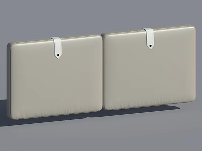 Two Beige Upholstered Back Cushions With White Leather Straps And Metal Buckles 3d model