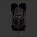 Sci Fi Mechanical Battle Walker With Four Legs Cannon And Red Light