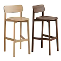 Modern Wooden Bar Stools With Light And Dark Wood Finishes And Backrest Design