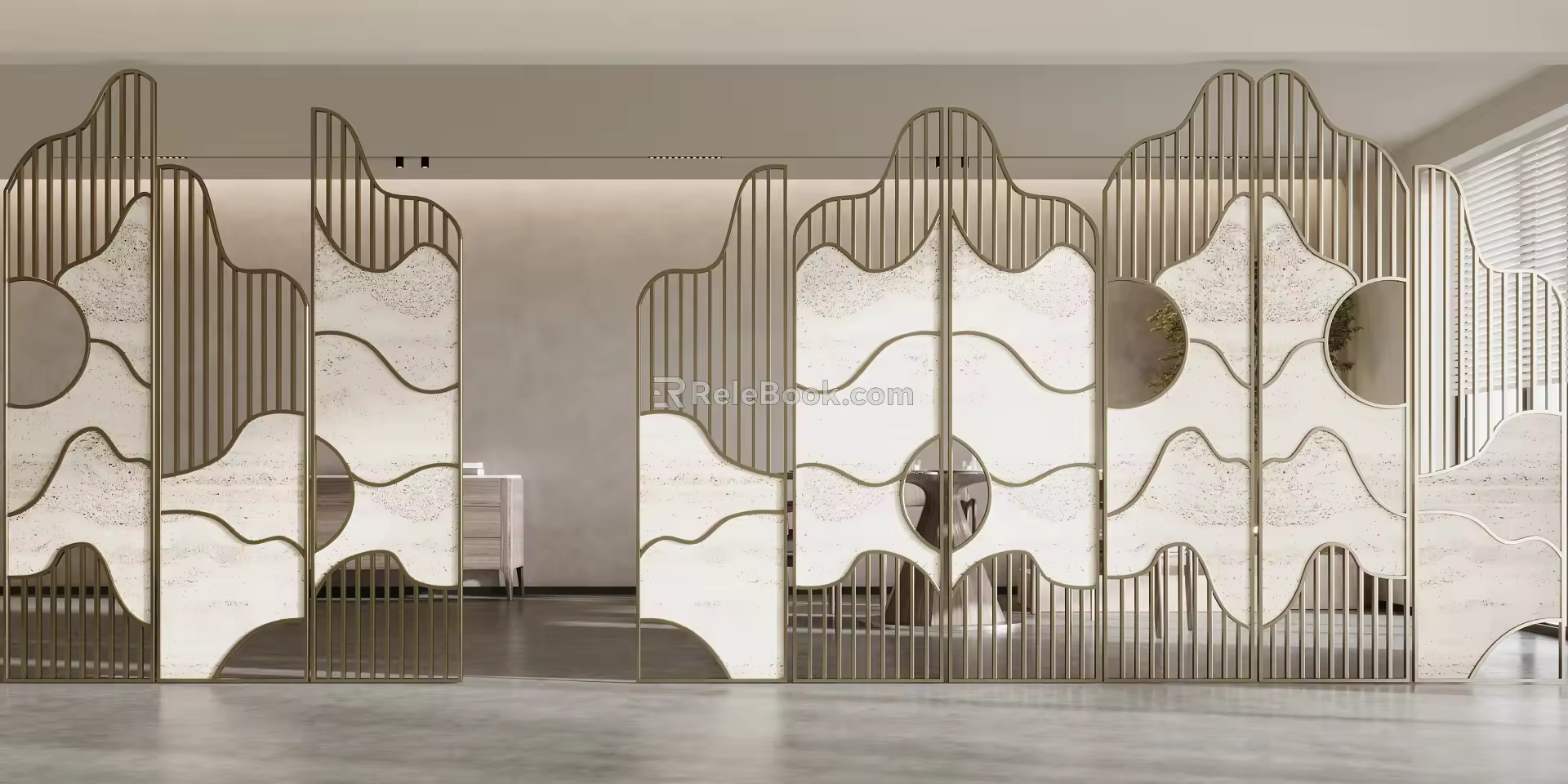 New Chinese-style screen partition 3d model