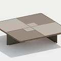 Modern Coffee Table With Square Patterned Brown And Beige Surface And Black Base 3d model