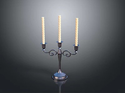 Elegant Three Candle Candelabra With Metal Base For Home Living Decor 3d model