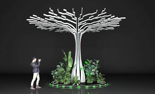 Modern Pillar Science and Technology Tree 3d model